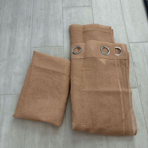 HUTO Taupe Brown Sheer Curtains 2 Panels 52 x 84 Inch Living Room New Open Box - Picture 4 of 6